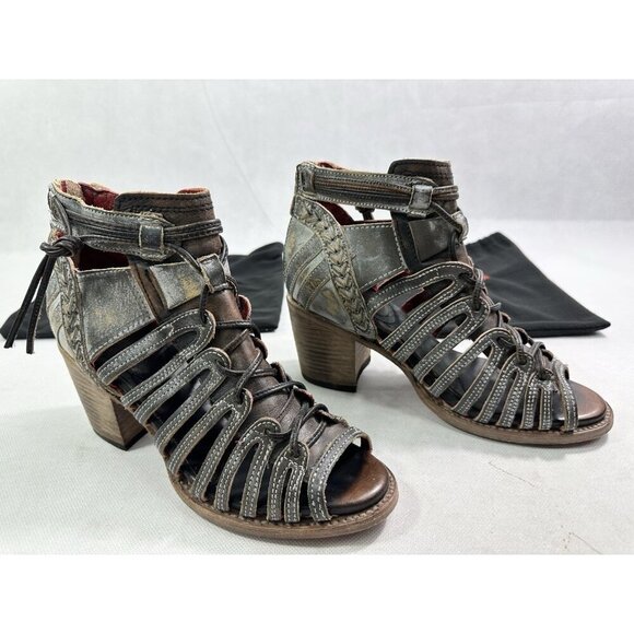 Freebird By Steven Wazee Ice Multi Leather Sandal Booties Women’s 8 EUC - Picture 1 of 8